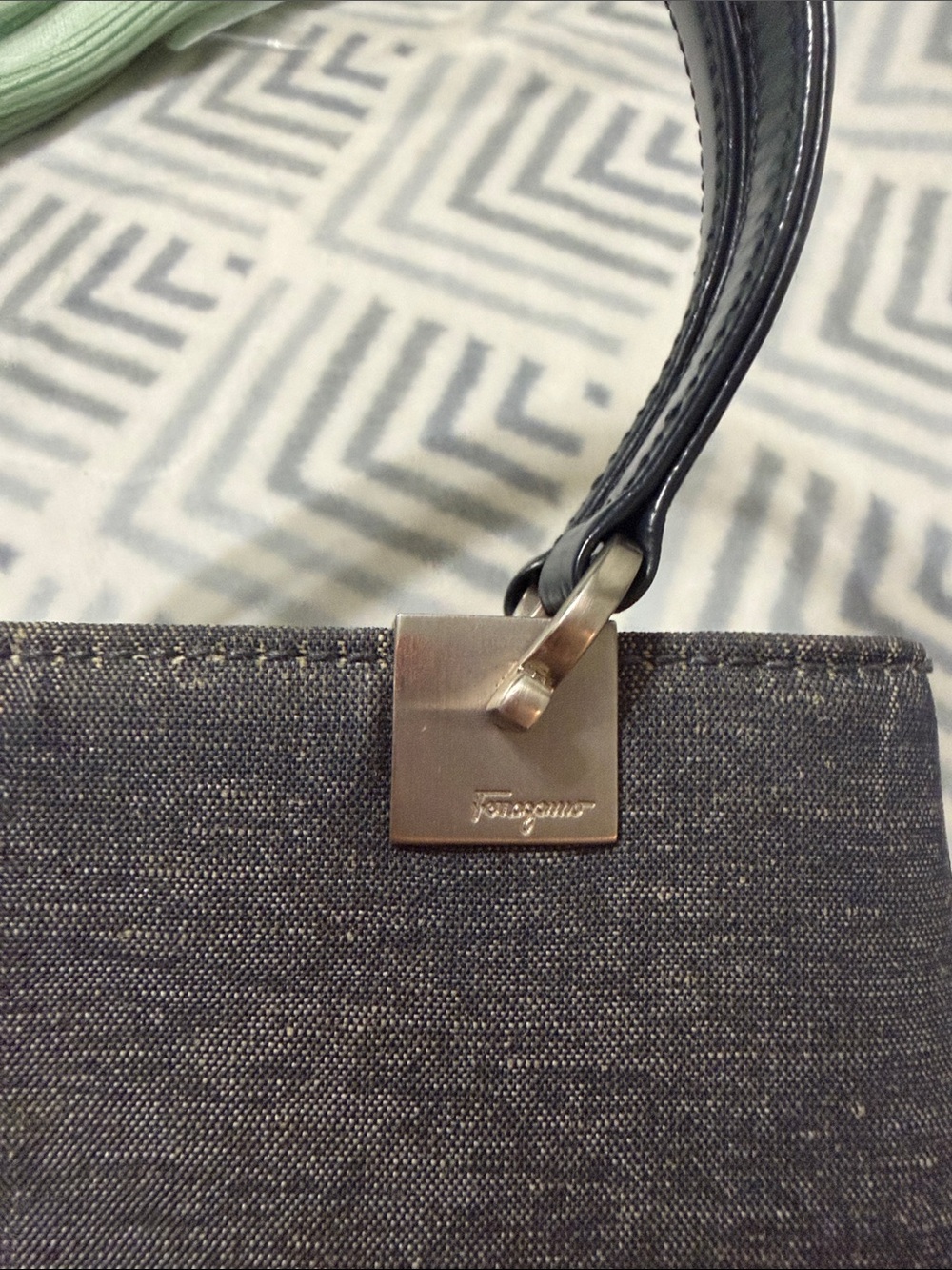 Salvatore Ferragamo vintage metallic canvas north south tote bag AU-210158 - Picture 10 of 16